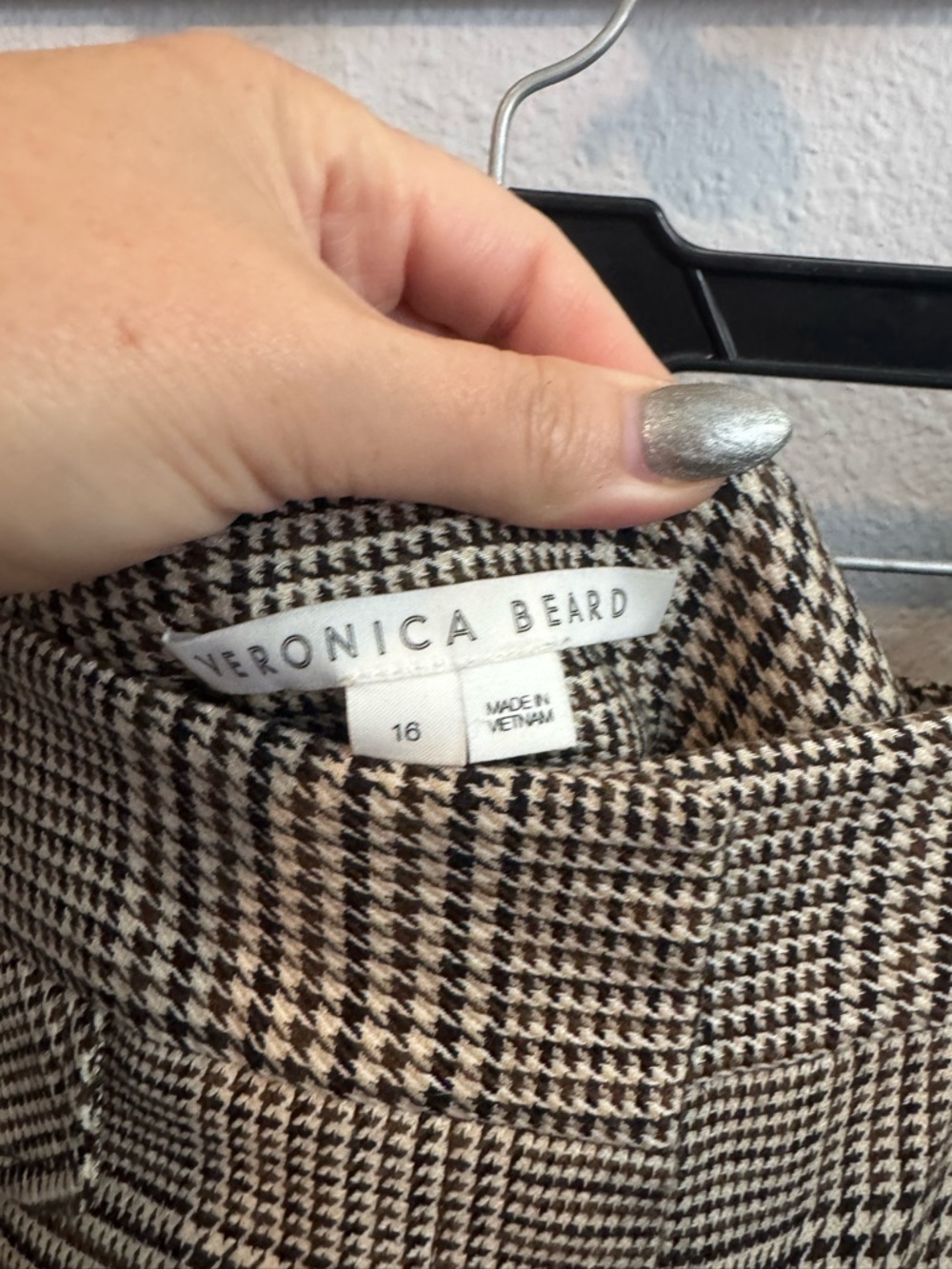 Veronica Beard Neutral Glen Check Plaid Trousers Sz 16 - Picture 4 of 6
